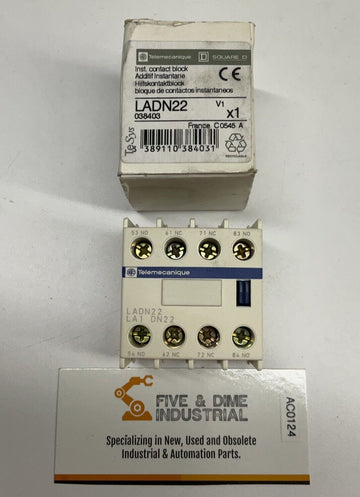Square D Telemecanique LADN22 Contact Block 2NO 2NC