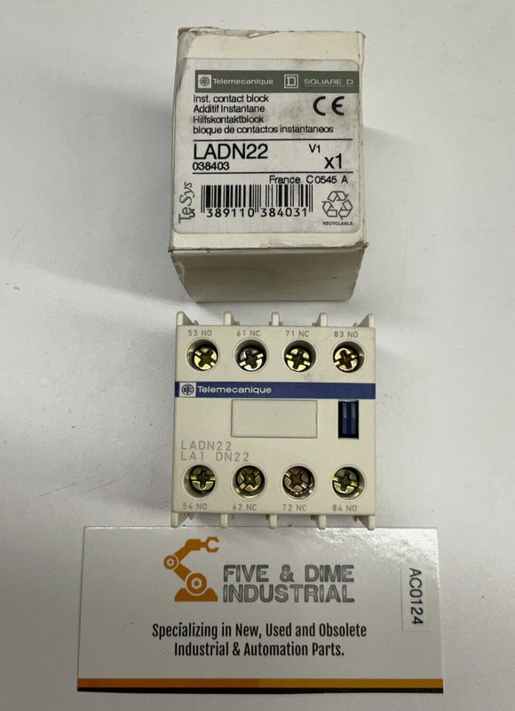 Square D Telemecanique LADN22 Contact Block 2NO 2NC
