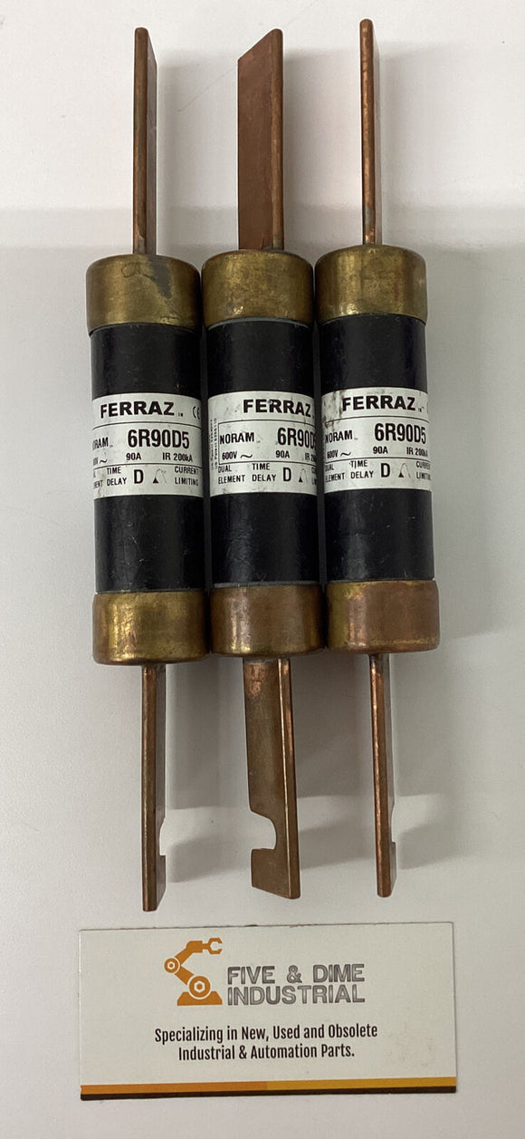 Gould Ferraz  Lot of 3 6R90D5  90 Amp Fuses