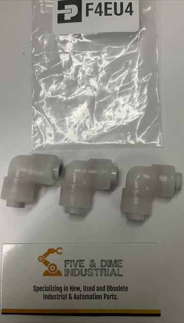 Parker F4EU4 Kynar PVDF Elbow Union 1/4x1/4"  Push-to-Connect Lot of 3