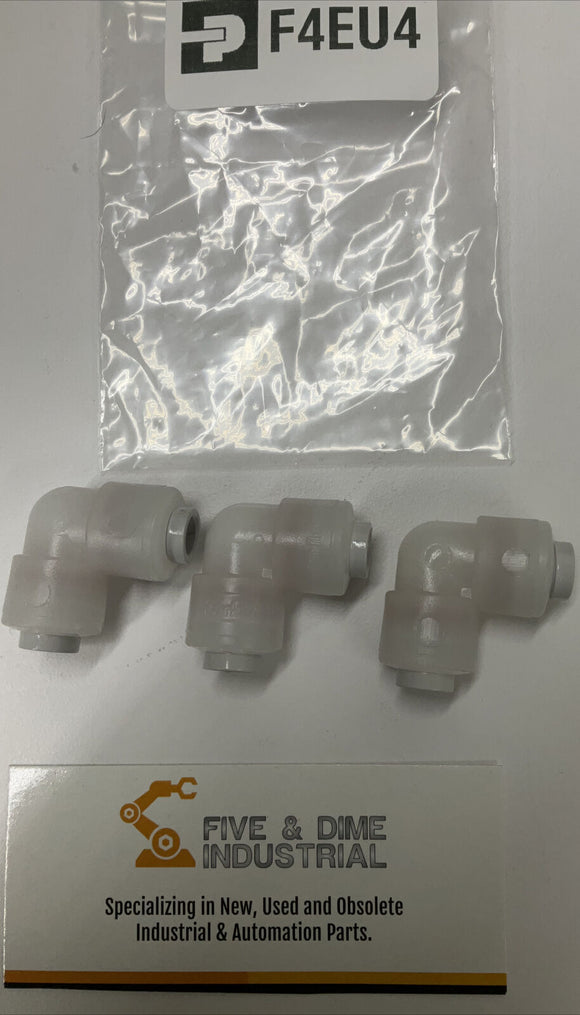 Parker F4EU4 Kynar PVDF Elbow Union 1/4x1/4"  Push-to-Connect Lot of 3