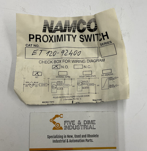 Namco ET 120-92400 Proximity Switch 20-250VAC NO