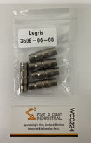 Legris 3606-06-00 Nickel Plated Brass Union 1/4'' OD Tube. Pkg of 5-1