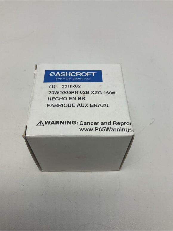 Ashcroft 20W1005PH-02B 2-1/2'' Steel Case Gauge 160PSI, 1/4'' NPT, Brass