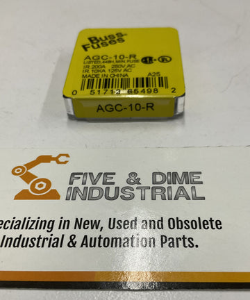 Buss Bussmann AGC-10-R Fuses Box of 5 - 0