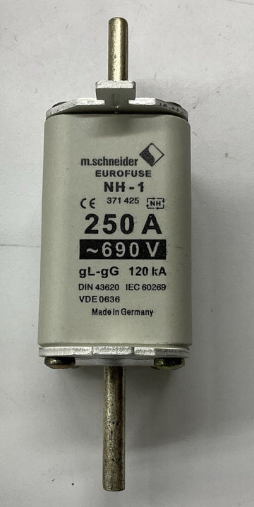M.Schneider 371425 Eurofuse Gr.1 250A 690 Vac 440 VDC GL-GG Box of 3 - 0