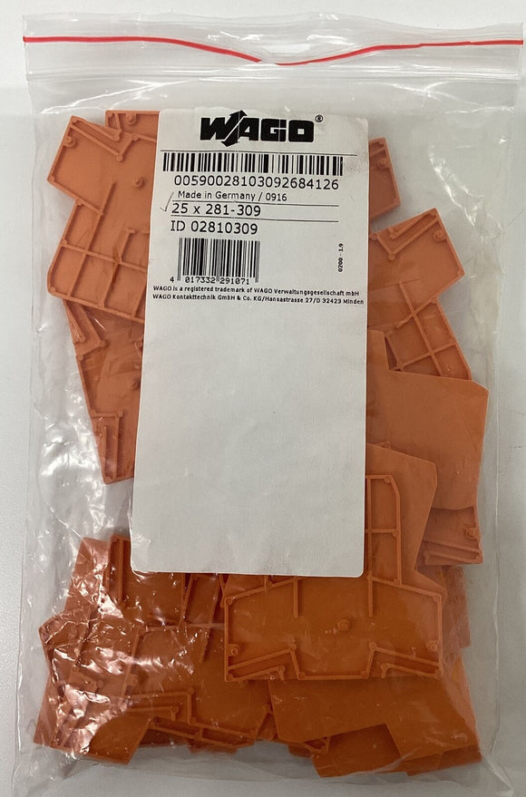 Wago 281-309 Orange Terminal Block End Barriers Lot of 25