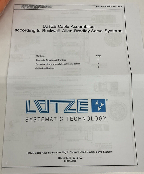Lutze 193375.1500 Continuous-Flex Power Cable AB 2090-CSBM1DF-10AF15