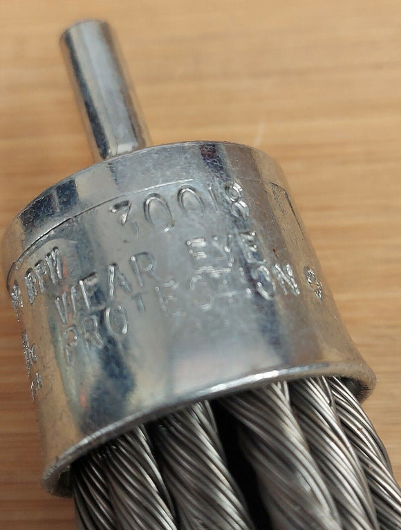 Osborn Steel Bristle Knotted End Brush 1" Ruftuf .020 Wire 1/4" Stem