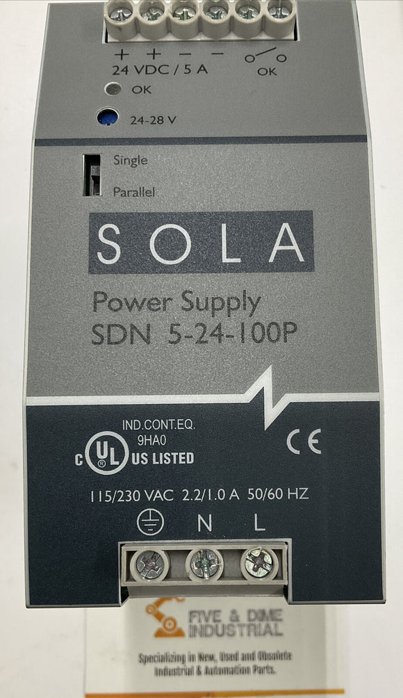 Sola SDN 5-24-100P Power Supply Module 115/230 Vac 24 Vdc / 5A
