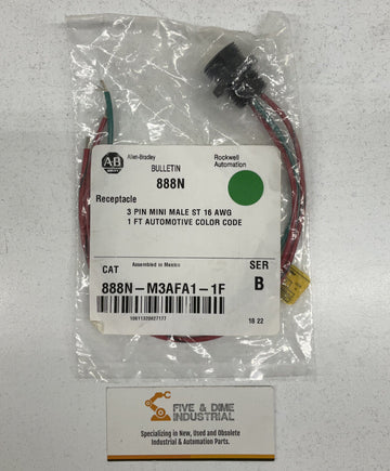 Allen Bradley 88NM3AFA11F Mini Male Receptacle 3 Pin Series B