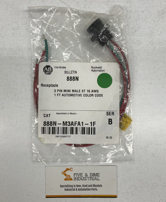 Allen Bradley 88NM3AFA11F Mini Male Receptacle 3 Pin Series B