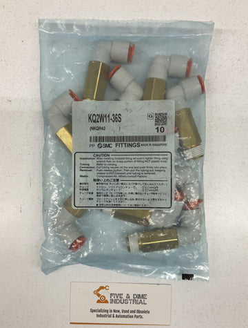 SMC KQ2W11-36S Extended Male Elbow 3/8" Npt X 3/8" OD Tube (Lot of 10)
