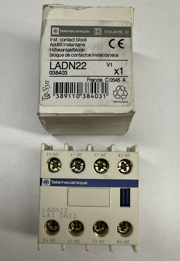 Square D Telemecanique LADN22 Contact Block 2NO 2NC - 0
