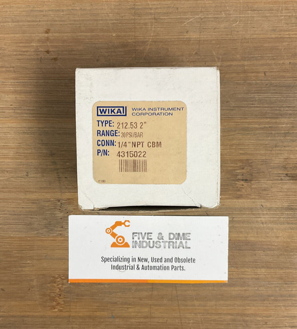 Wika 212.53 2 Pressure Gauge 30 Psi/Bar 1/4 Npt CBM