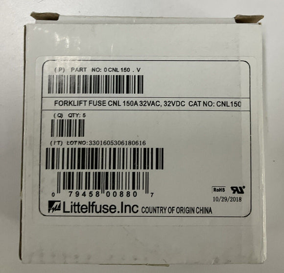 Littelfuse CNL150 Forklift Fuses 150 Amps 32V AC/DC. 5 pack