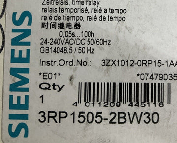 Siemens 3RP1505-2BW30 Solid State Timer Relay - 0