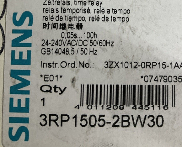 Siemens 3RP1505-2BW30 Solid State Timer Relay