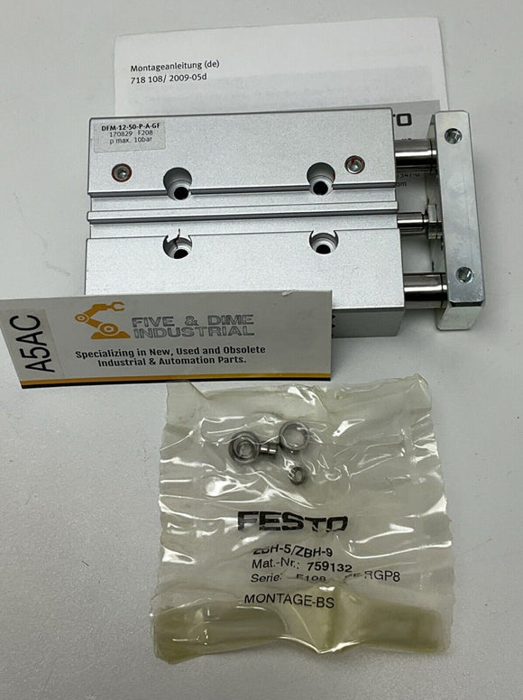 Festo DFM-12-50-P-A-GF Pneumatic Guided Cylinder 12mm Bore, 50mm Stroke 170829
