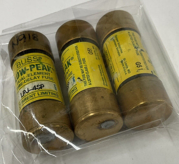 Bussmann Buss LPJ-4SP Dual Element 4-Amp Fuses. Lot of 3