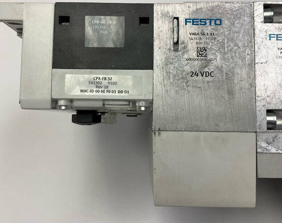 Festo 541302 CPX-FB32 / VABA-S6-1-X1 Manifold Interface w/ Valves