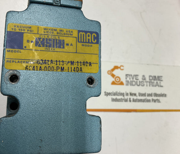 Mac 6241A-000-PM-114DA Solenoid Valve 24 Vdc 150 PSI w/ 2 PME-501DABE