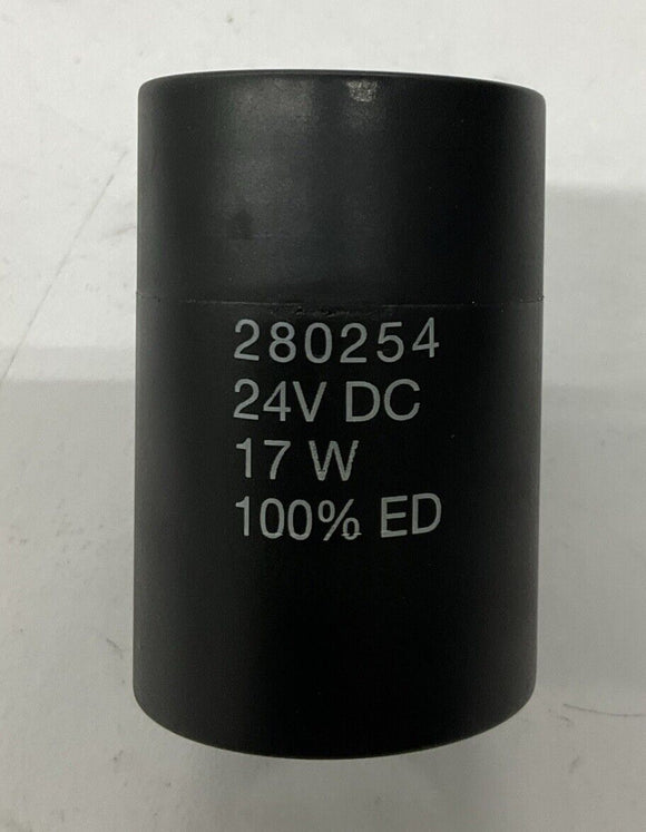 Bucher 280254 24VDC 17 Watt Solenoid Coil, 16mm ID, 53mm Length
