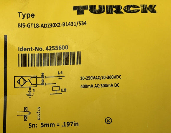 Turck BI5-GT18-ADZ30X2-B1431/S34 Sensor 4255600 5mm