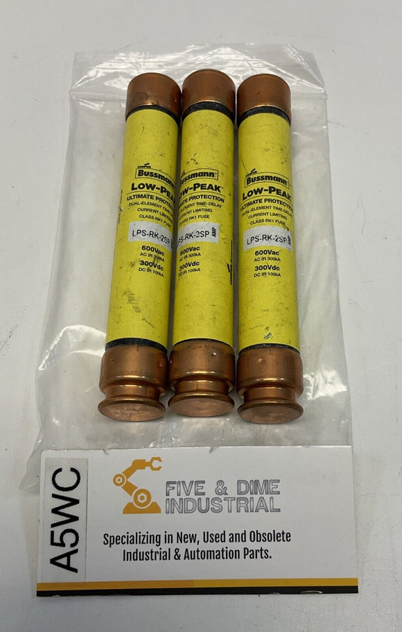 Bussmann LPS-RK-2SP 2A/AMP Lot of 3 Fuses