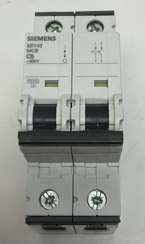Siemens 5SY4211-7 5-Amp, 2 Pole Circuit Breaker MCB C5