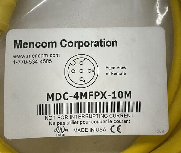 Mencom MDC-4MFPX-10M M12, Male / Female 4-Pole 10-Meter Cable