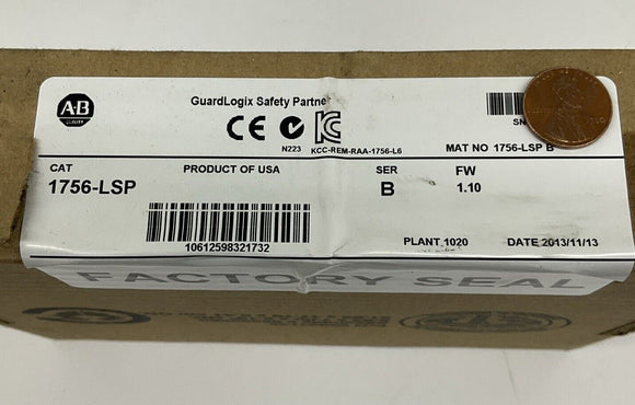 Allen-Bradley 1756-LSP Ser B GuardLogix 55LSP Processor FW 1.10 2013