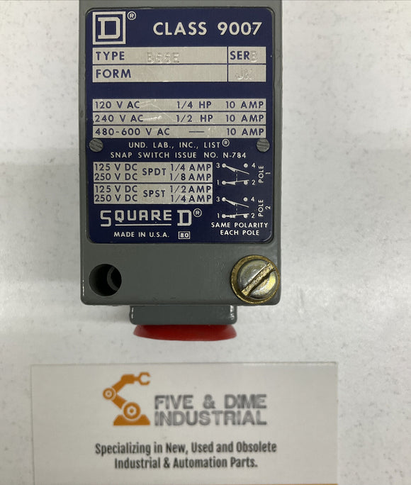 Square D 9007-B66E Snap Limit Switch Series B 10A,  AC/DC