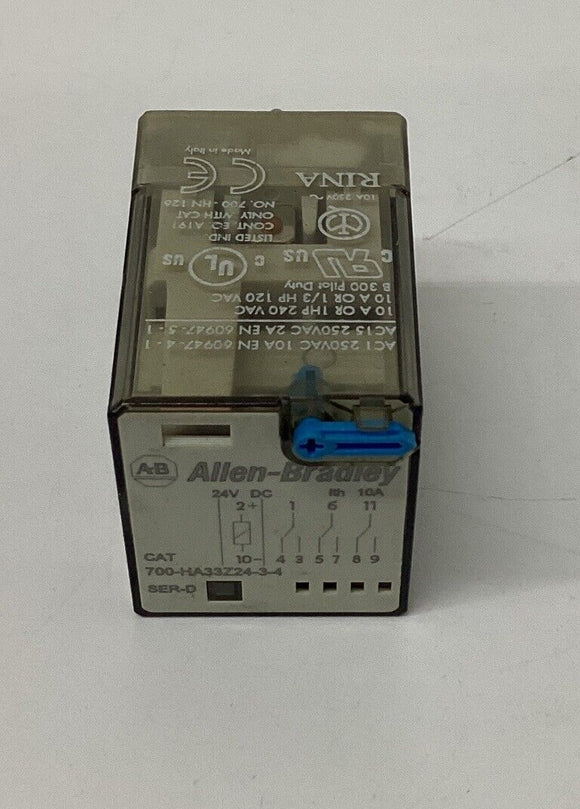 Allen Bradley 700-HA33Z24-3-4 Ser. D Relay 11-Pin 24 VDC Coil