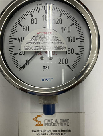 Wika 50208969 Lower Mount Gauge 232.53 4 200 Psi 1/4 Npt LM - 0