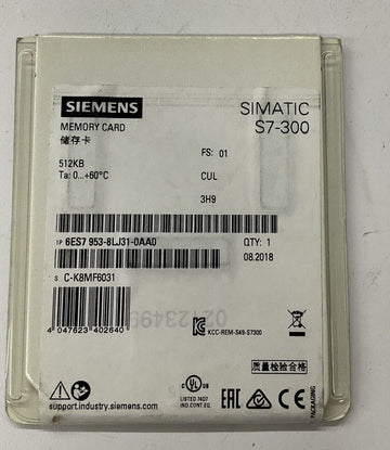 Siemens 6ES7-953-8LJ31-0AA0 512KB Memory Card - 0