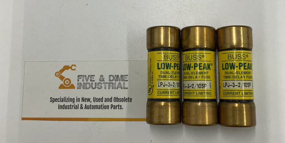 Bussmann LPJ-3-2/10SP Buss Low Peak Lot of (3)  Fuse 3-2/10A 600V