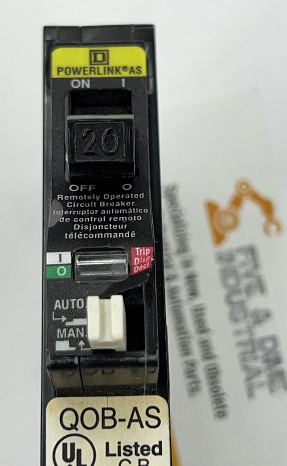 Square D QOB120AS Powerlink AS Circuit Breaker 120 VAC 20-Amp Single Pole