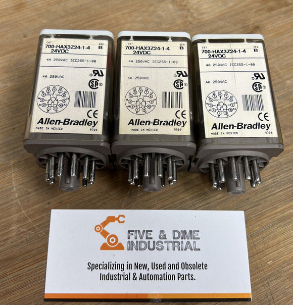 Allen Bradley 700-HAX3Z24-1-4 Relay 24 VDC 4A 250 VAC Lot of 3