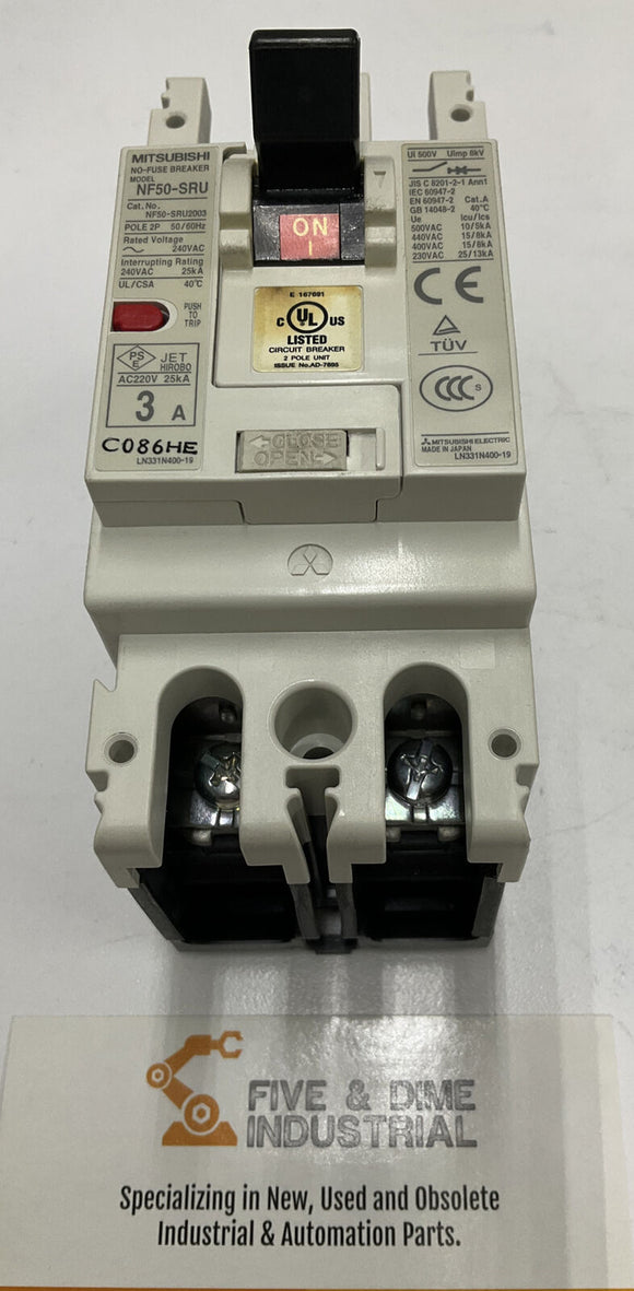 Mitsubishi NF50-SRU Circuit Breaker 3A 2 Pole 240 VAC