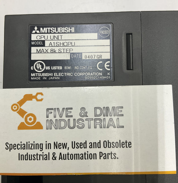Mitsubishi A1SHCPU CPU PLC, 8k Step Processor w/ Key