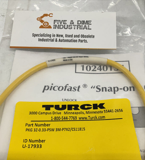 Turck PKG 3Z-0.33-PSW 3M-P7X2/CS11815 Picofast Connector U-17933