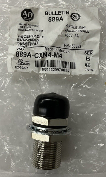 Allen Bradley 889A-CXN4-M4 4-Pole Mini Bulkhead Receptacle - 0
