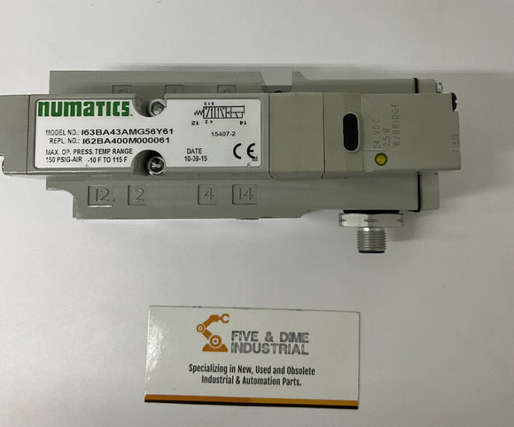 Numatics I63BA43AMG56Y61 24VDC Solenoid Valve w/ Base
