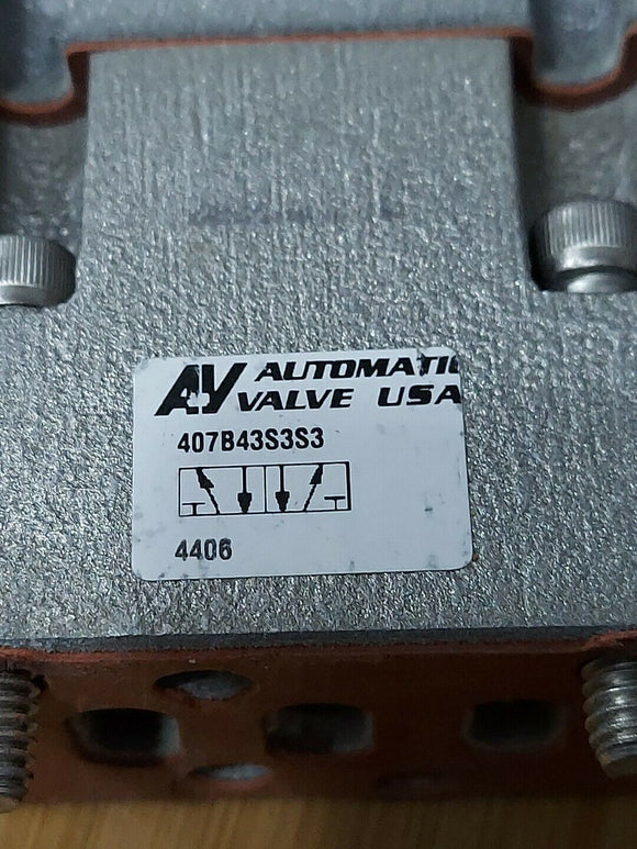 Automatic Valve 407B43S3S3 Solenoid w/ A6880-120 Base Manifold
