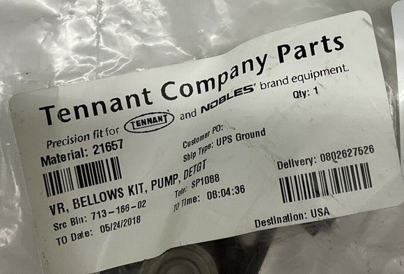 Tennant  21657 Pump OEM Bellows Kit Nobles 02501-498