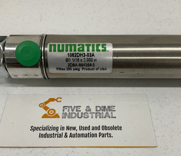 Numatics 1062DH3-03A Pneumatic Cylinder 3" Stroke 250 Psi Max