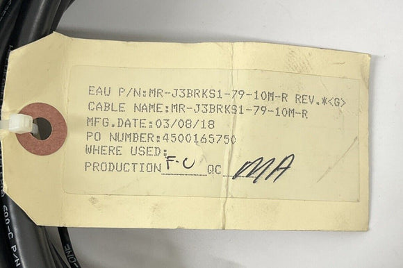 Mitsubishi MR-J3BRKS1-79-10M-R Right Angle Connector Motor Brake Cable
