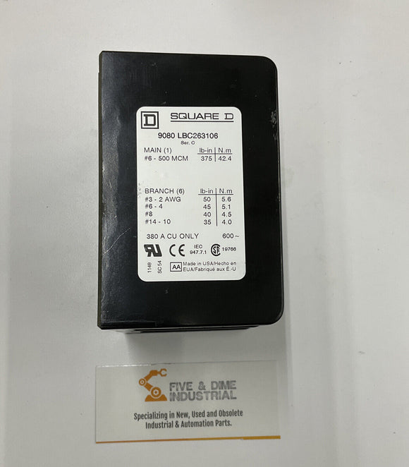 Square D 9080 LBC263106 Power Distribution Block 380A 600V
