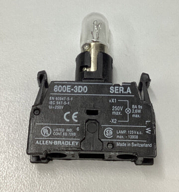 Allen Bradley 800E-3DL3 Clear Lamp Module w/ Latch 250V - 0